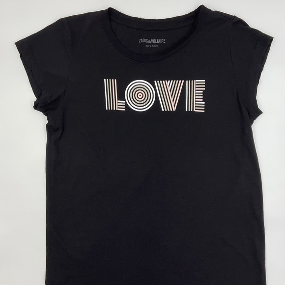 Zadig & Voltaire LOVE Skinny Print Short Sleeve Tee Rare Women’s Size Medium - Picture 6 of 16
